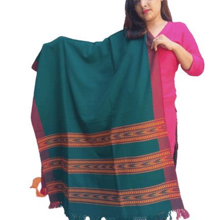 ANGORA Shawl with Beautiful TRIPLE BORDER Kullu Weaving Designed for Women