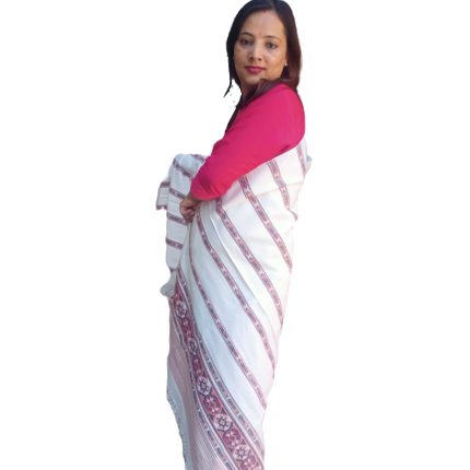 Hand Woven PASHMINA WHITE  Shawl Beautiful Hand Woven Embroidered FOR Women