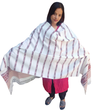 Hand Woven PASHMINA WHITE  Shawl Beautiful Hand Woven Embroidered FOR Women