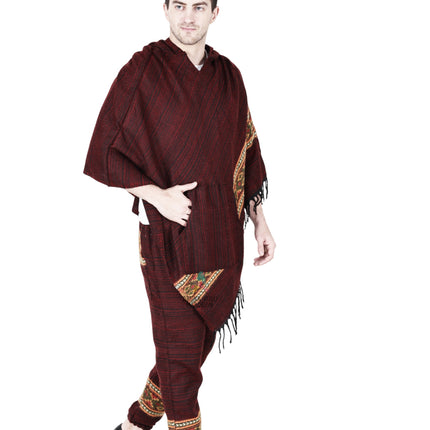 Combo poncho and pajama maroon