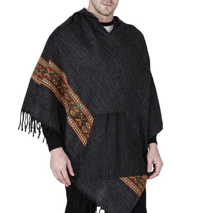 kullu shawl woolen poncho with hood black