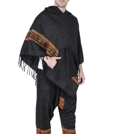 Combo pajama and poncho black singal patti