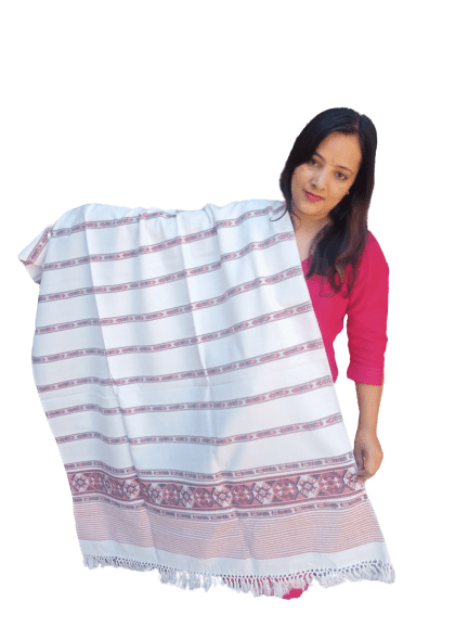 Hand Woven PASHMINA WHITE  Shawl Beautiful Hand Woven Embroidered FOR Women