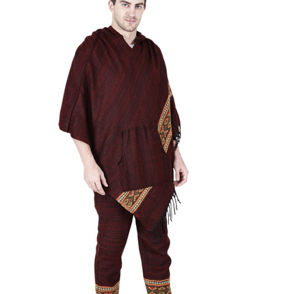 Combo poncho and pajama maroon