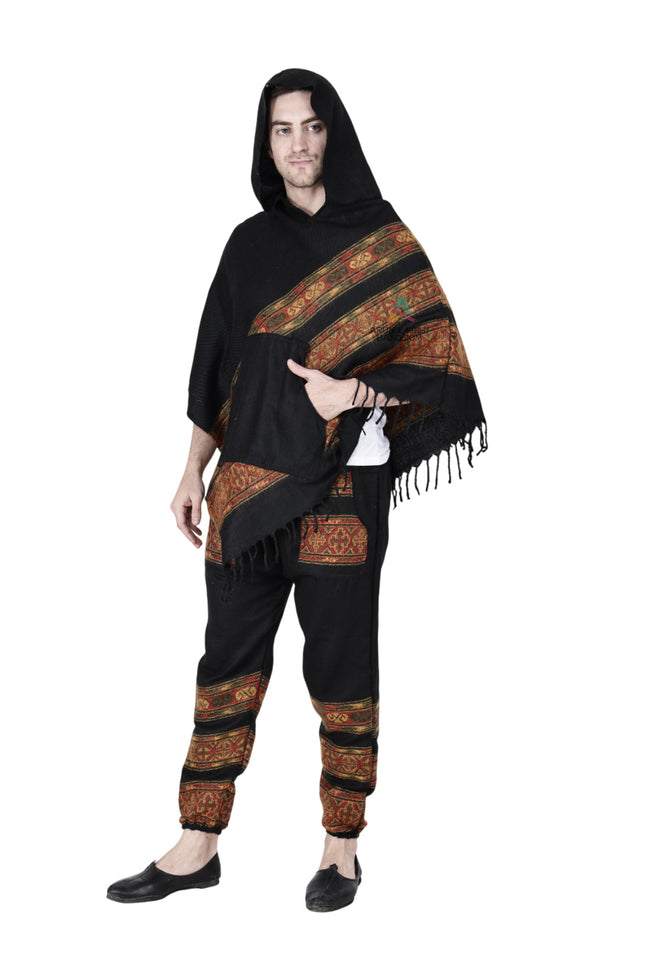 Combo pajama and poncho black 3 patti