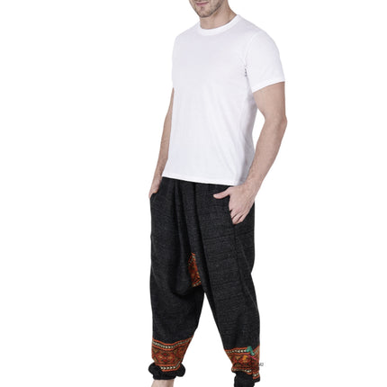yoga pajama for men loose single patti black