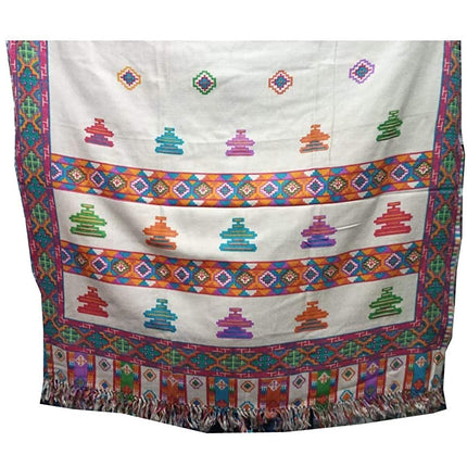 Pure Yak Wool Pashmina Kinnauri Triple Border printed shawl