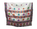 kinnauri shawl kullu and kinnauri shawls kinnauri shawls online kinnauri shawls history  The Pure Yak Wool Pashmina Kinnauri Triple Border printed shawl by aruna kullu handloom features colorful geometric patterns, stacked shapes, and intricate red, blue, green, and orange borders with tassels—typical of classic Kullu shawls.