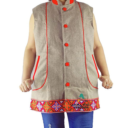 woolen half jacket design for ladies