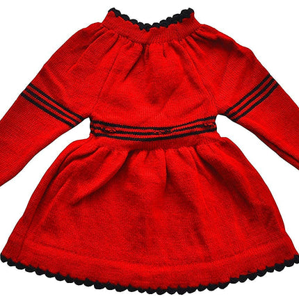 ARUNA HANDLOOM PURE WOOL HAND KNITTED Woolen Frock (Red)