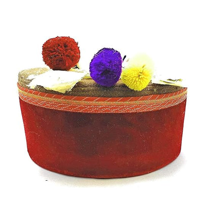 himachali topi RED WITH FLOWER ON TOP
