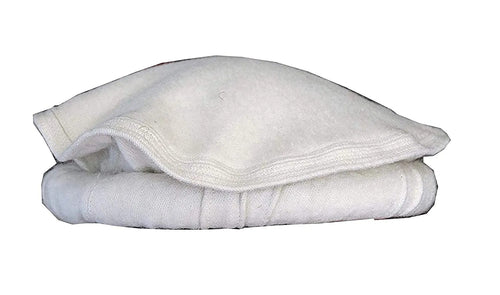 A white Afghani Pakol Topi cap by aruna kullu handloom, handwoven with visible stitching, displayed against a plain white background.