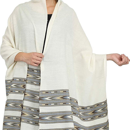Pearl-White Shawl from Kullu Triple - Off-White