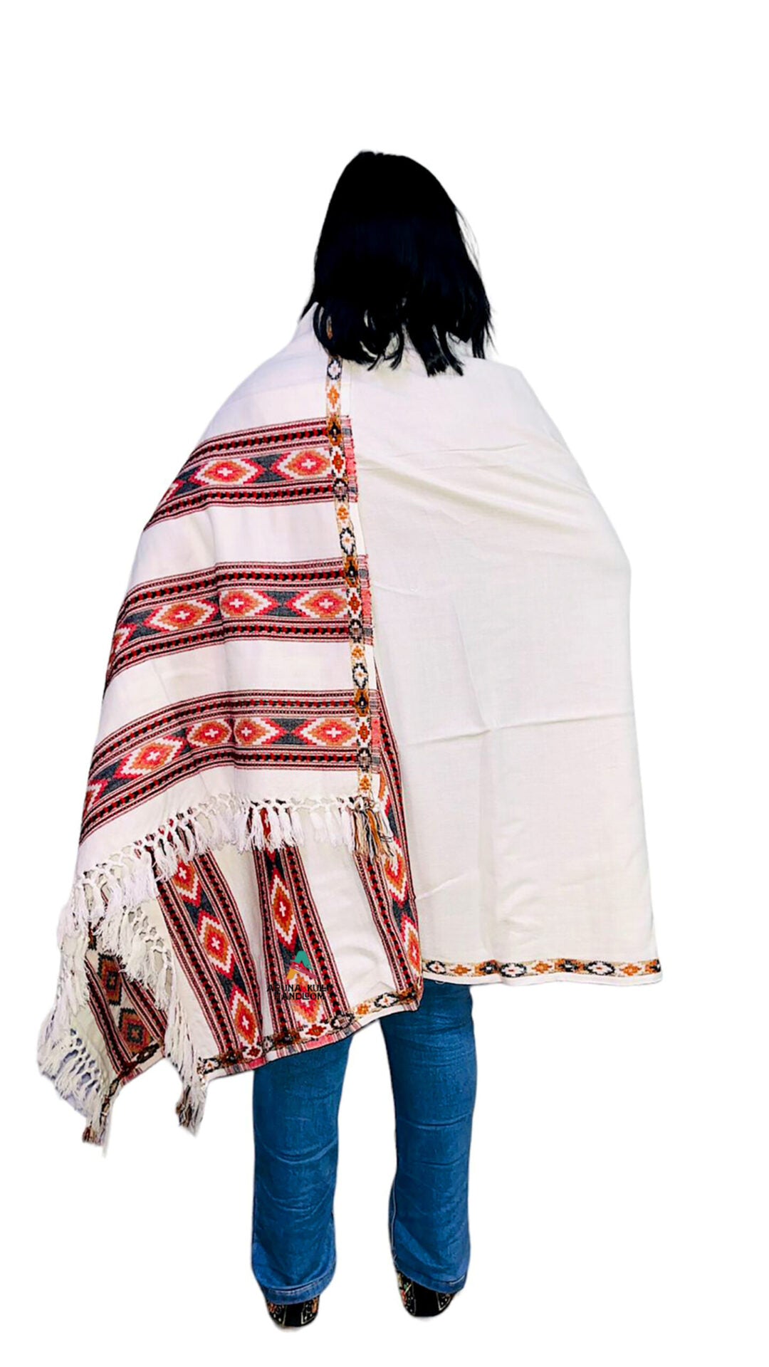 Shimla shawls Himachal shawls emporium famous handicrafts of himachal Pradesh handicraft of Himachal Pradesh kullu manali shawls himachal emporium online ANGORA Shawl with Beautiful Kullu Weaving Designed white famous handicrafts of himachal Pradesh handicraft of himachal Pradesh kullu manali shawls Shimla shawls