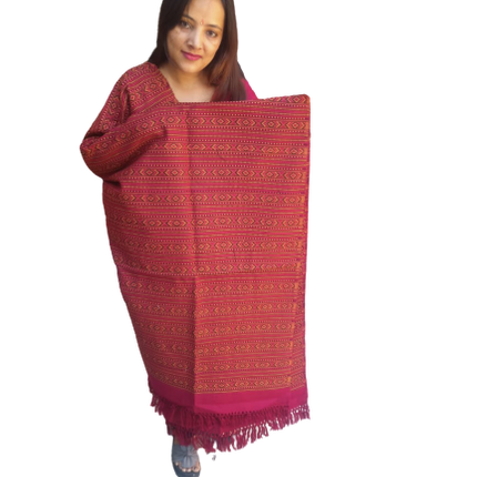 Hand Woven PASHMINA MAROON  Shawl Beautiful Hand Woven Embroidered FOR Women