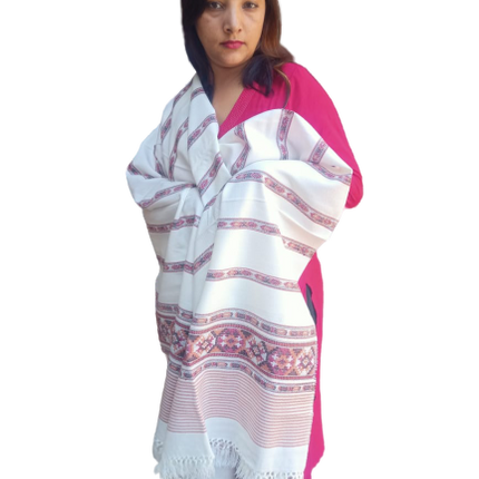 Hand Woven PASHMINA WHITE  Shawl Beautiful Hand Woven Embroidered FOR Women
