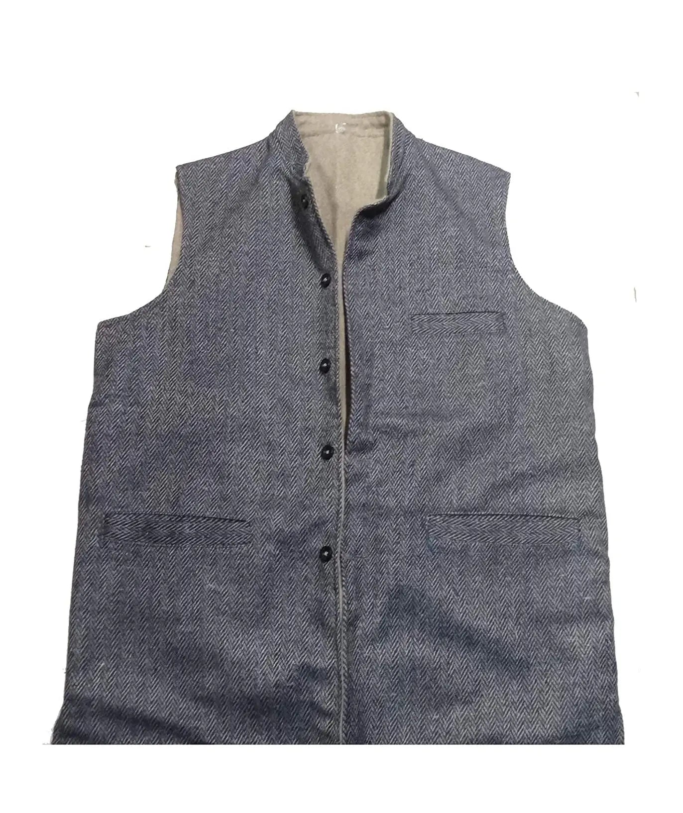 Men's Tweed Bandhgala Nehru Jacket Waistcoat REVERSAL GREY COLOR.