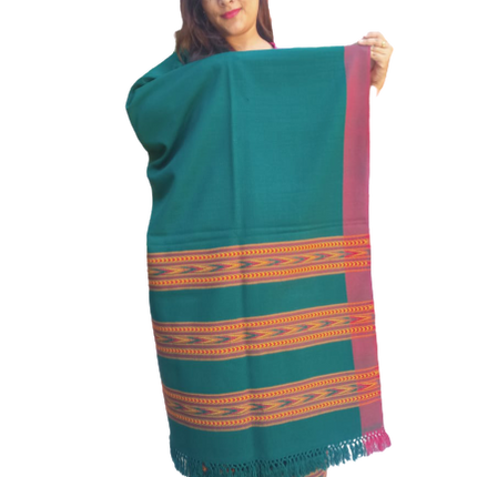 ANGORA Shawl with Beautiful TRIPLE BORDER Kullu Weaving Designed for Women