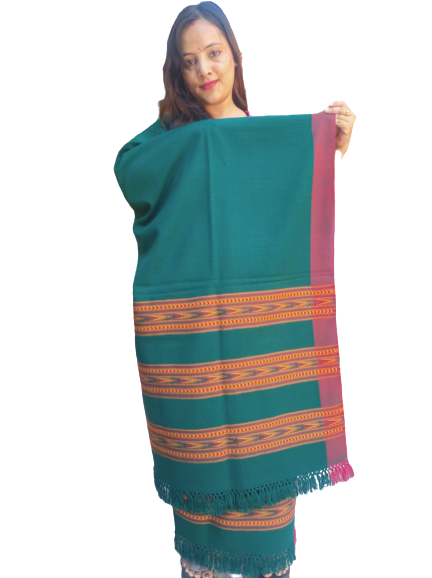 ANGORA Shawl with Beautiful TRIPLE BORDER Kullu Weaving Designed for Women.
