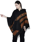 Aruna kullu handloom shawl poncho for girls black long 3 patti.