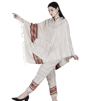 combo pajama and poncho singal patti white