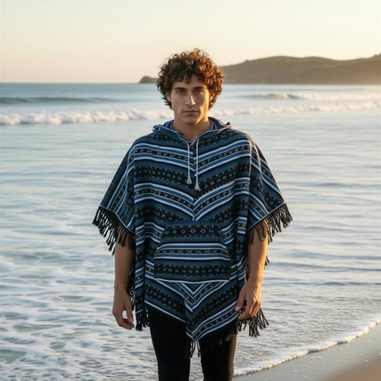 Hippie poncho blue