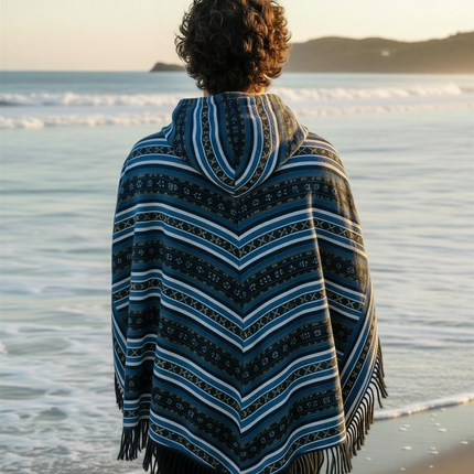 Hippie poncho blue