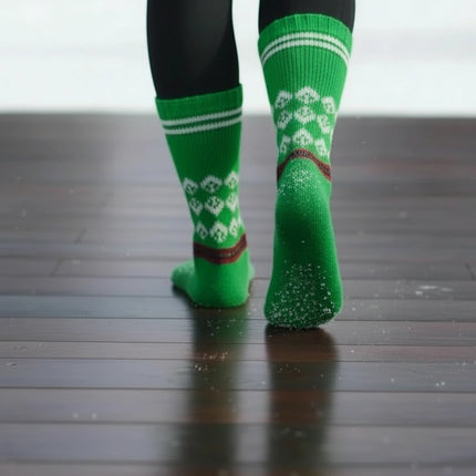 Woollen Traditional Hand Made Kullu Socks (Multicolour, Free Size) GREEN