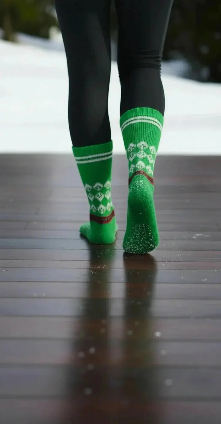 winter socks for ladies Traditional Hand Made himachali kullu socks (Multicolour, Free Size) GREEN.