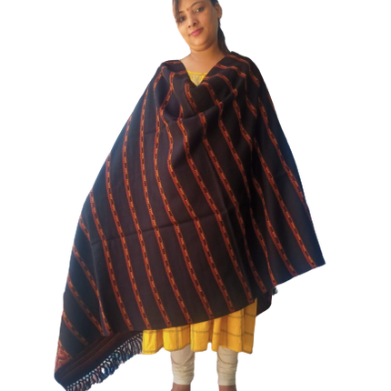 Hand Woven PASHMINA BLACK  Shawl Beautiful Hand Woven Embroidered FOR Women