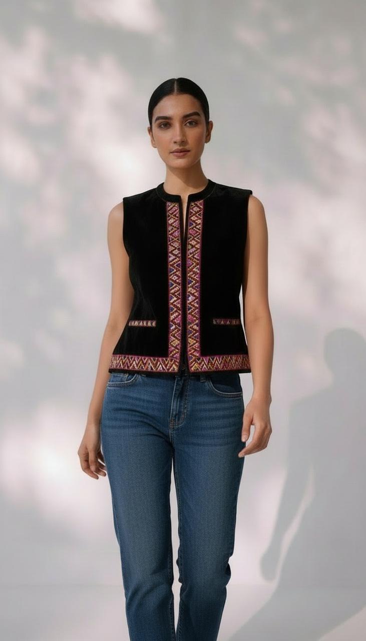 aruna kullu handloom himachali traditional stylish woolen winter wear jacket for women in short,Himachali Half Jacket for ladies kullu jacket for ladies himachali jacket for ladies himachali sadri for ladies sadri for women  aruna kullu handloom himachali traditional stylish woolen winter wear jacket for women in short, 