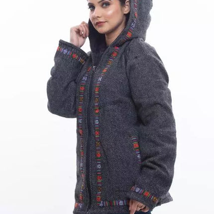 kullu jacket for ladies with hood r women Himachal handicrafts manali shopping online manali sweaters online