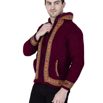 ZIPPER Jacket for MEN & Women maroon with kullu border
