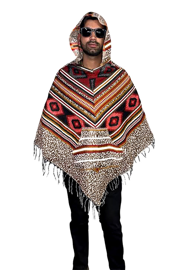 kullu shawl woolen poncho with hood multinew